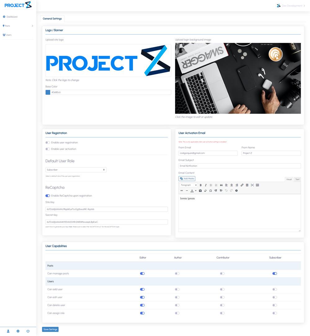 PZ Frontend Manager 10 Settings-Project Zealous