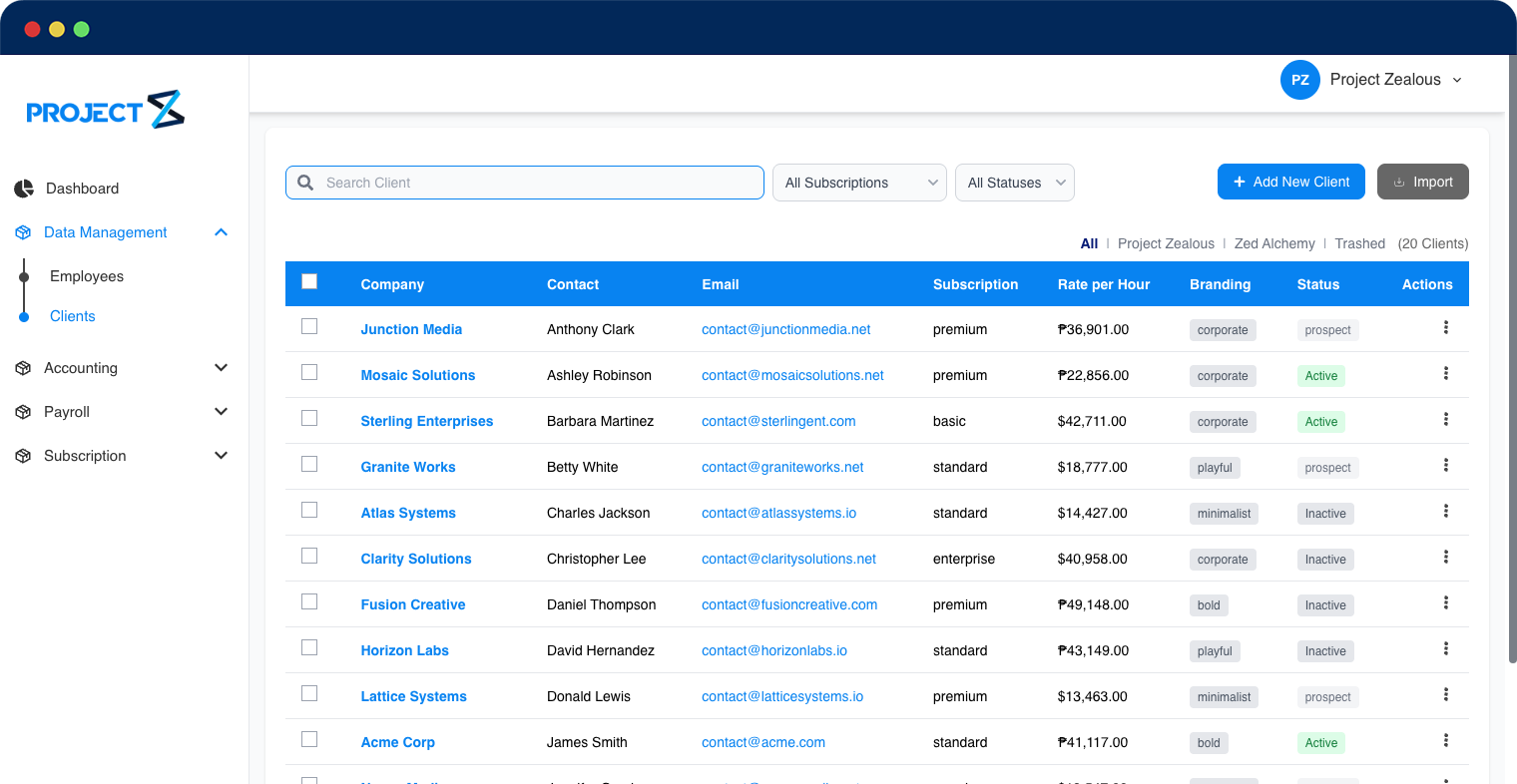 Clients Data Management